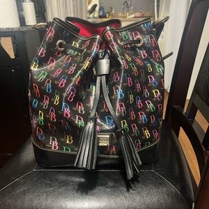 Dooney & Bourke Black Rainbow Logo Bucket Bag